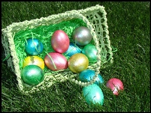 Kolorowe, Wielkanoc, Jajka, Koszyczek