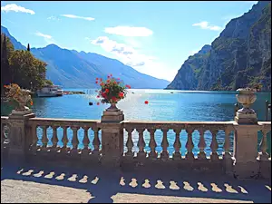 Włochy, Jezioro, Góry, Garda, Balustrada