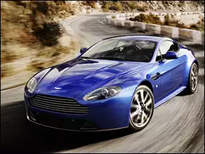 Kręta, Aston Martin V8 Vantage S, Droga, Niebieski