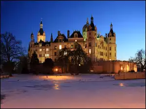 Zima, Niemcy, Zamek, Schwerin