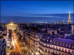 Panorama, Paryż, Wieża, Nocą, Eiffla