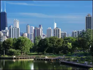 Wieżowce, Miasta, Chicago, Panorama
