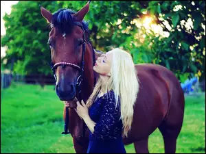 Koń, Kobieta, Blondynka