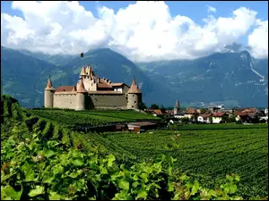 Zamek, Szwajcaria, Góry, Winnica