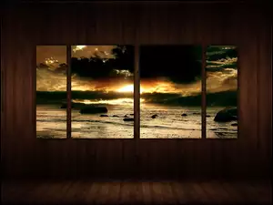 Okno, Zachód, Wnętrze, Słońca, Pokój, Morze