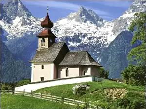 Cerkiew, Drewniany, Austria, Płot, Góry, Drzewo