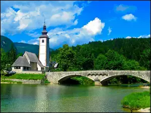 Kościółek, Słowenia, Most, Jezioro