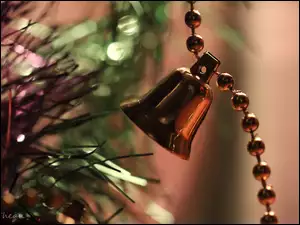 Boże Narodzenie, Złoty, Ozdoba, Dzwonek, Święta
