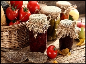 Koszyk, Przetwory, Pomidory, Jedzenie