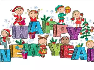 Roku, Dla, Szczęśliwego, Dzieci, Nowego, Grafika