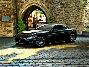 Czarny, Gran Turismo, Samochód, Maserati
