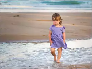 Plaża, Dziewczynka, Sukienka