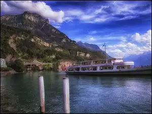 Szwajcaria, Statek, Jezioro, Wycieczkowy, Góry