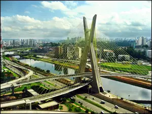 Paulo, Most, Panorama, Oliveira, Sao, Rzeka