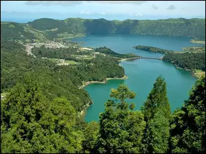 Wulkanu, Miguel, Wyspa, Azory, Jezioro, Sao, Krater