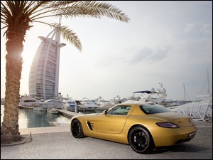 SLS, Żółty, Hotel, Dubaj, Palma, Burj Al Arab, Mercedes