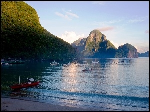 Łódki, Filipiny, Góry, Morze