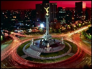 Pomnik, Miasta, Nocna, Meksyk, Anioła, Panorama, Rondo