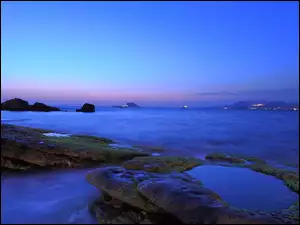 Wieczór, Niebieskie, Morze