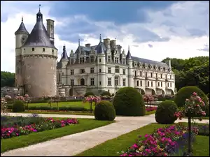 Zamek, Ogród, Chenonceau, Francja