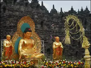 Kwiaty Pałac, Indonezja, Posągi, Borobudur, Ludzie