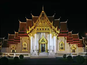 Marble Temple, Tajlandia, Świątynia, Bangkok, Noc