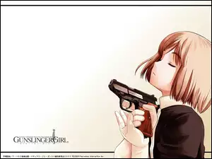 Gunslinger Girl, pistolet, rękawiczki, kobieta