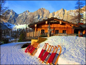 Zima, Austria, Brand Alm, Hotel, Góry
