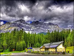 Dom, Chmury, Las, Narodowy, Góry, Banff, Droga, Park