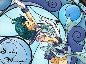 Sailor Mercury, witraż, Czarodzieja z Merkurego, Ami Mizuno