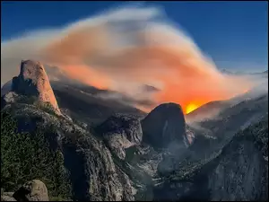Kalifornia, Yosemite, Góry, Park Narodowy, Zachód Słońca
