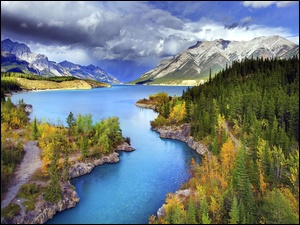 Kanada, Góry, Z lotu ptaka, Rzeka, Park narodowy