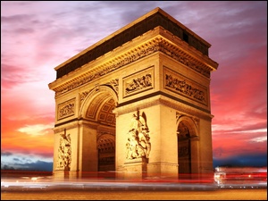 Słońca, Łuk Triumfalny, Francja, Paryż, Zachód