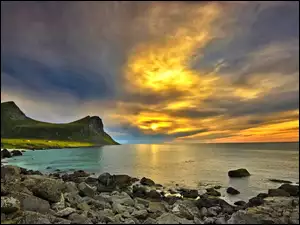 Morze, Wybrzeże, Zachód Słońca, Norwegia