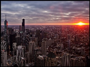Chicago, Świt, Panorama, Miasta