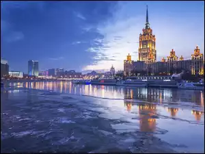 Moskwa, Rzeka, Hotel, Zima