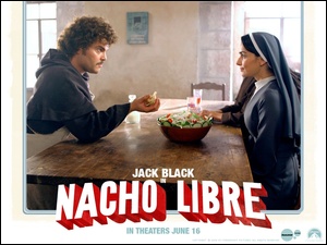 sałatka, Nacho Libre, Ana Reguera, Jack Black, stół