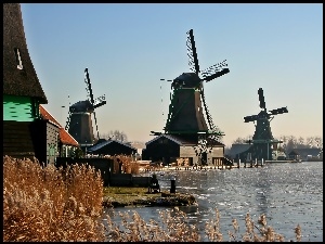 Holandia, Szuwary, Wiatraki, Rzeka