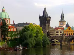 Zabytki, Czechy, Most, Praga, Rzeka, Zdjęcie miasta