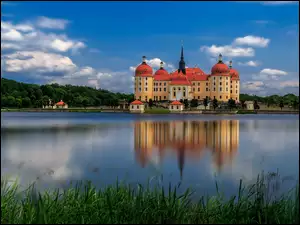 Rzeka, Saksonia, Moritzburg, Zamek, Niemcy