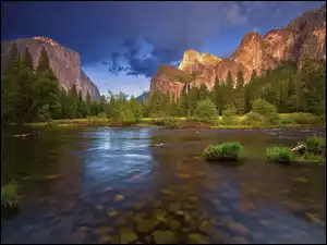 Rzeka, Yosemite, Góry, Kalifornia, Las, Park Narodowy
