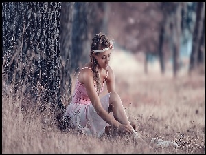 Baletki, Park, Dziewczyna, Drzewo, Baletnica