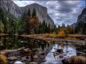 Yosemite, Góry, Rzeka, Las, Kamienie