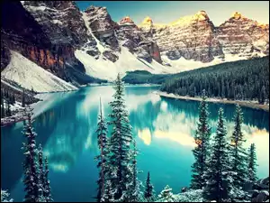 Zima, Jezioro, Góry, Las