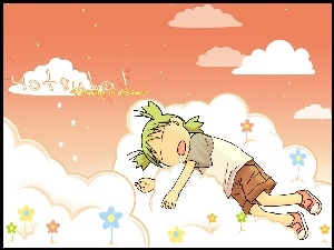 Yotsubato, dziecko, chmurki, kwiatki