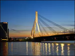 Rzeka, Most, Łotwa, Vanšu Bridge, Ryga, Daugava