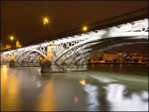Rzeka, Most, Hiszpania, Triana Bridge, Sevilla, Guadalquivir
