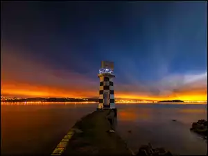 Zachód słońca, Nowa Zelandia, Latarnia