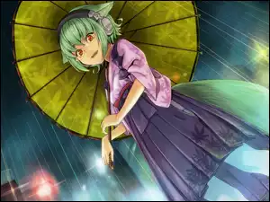 Dziewczyna, Anime, Deszcz, Parasol