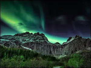 Góry, Norwegia, Zorza Polarna